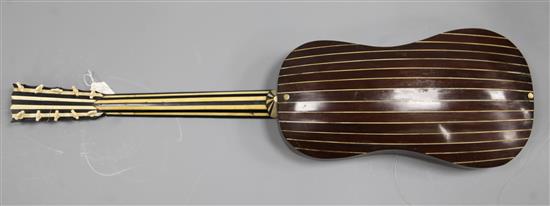 A German five double course Guitar, third quarter 17th century and later, possibly made by Fleicher 92cm long